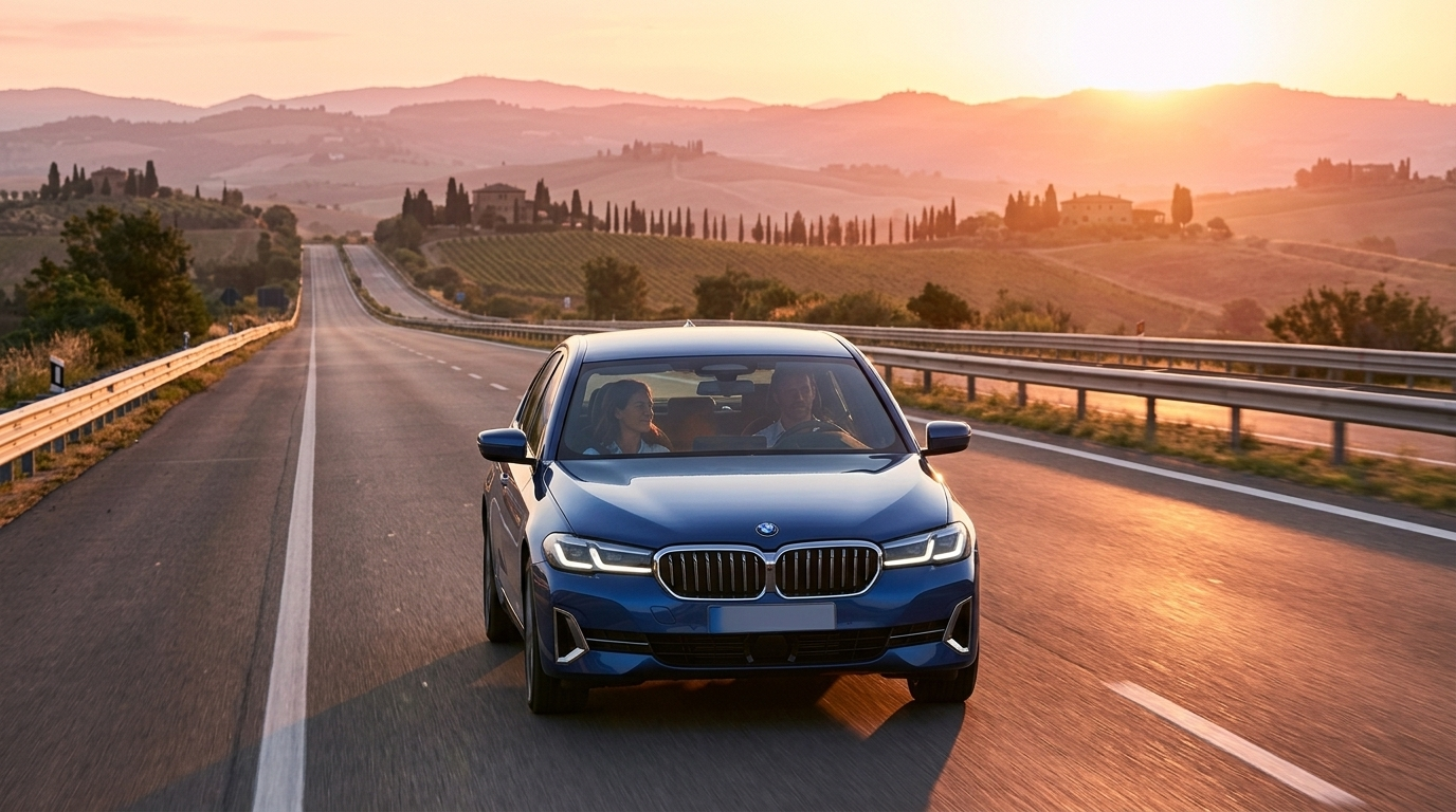 Viaggio estivo in auto in famiglia — autostrada italiana