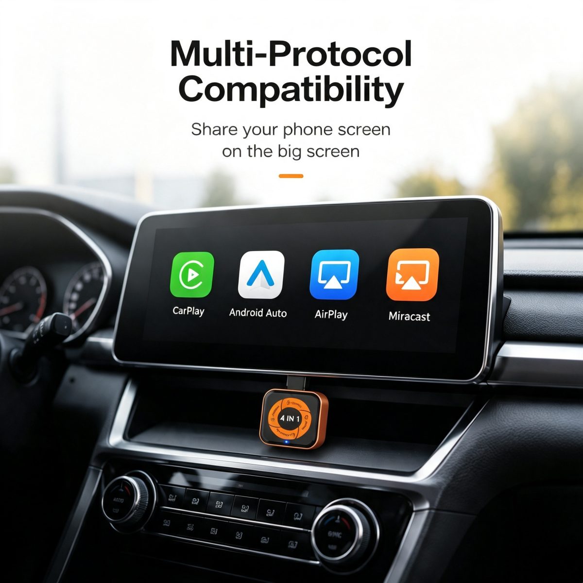 压缩4-1200x1200 Adattatore wireless CarPlay Carlinkit 4-in-1 – CarPlay, Android Auto e Screen Mirroring - immagine 3