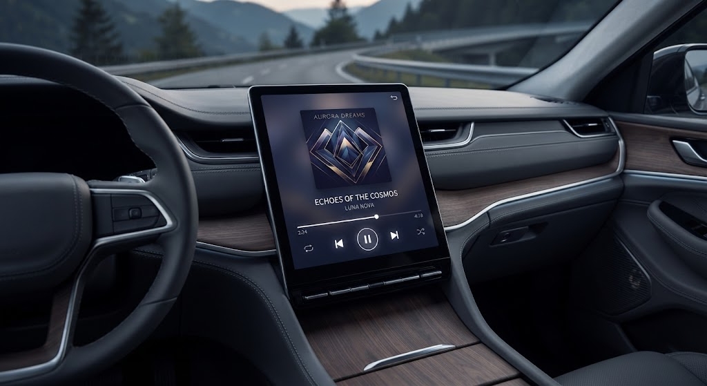 AI Box per CarPlay collegato al display sulla console centrale